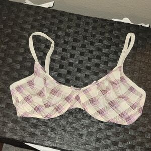 VS PINK Wear Everywear Demi Unlined Bra - Pink and Cream, 34C